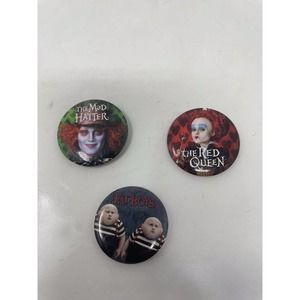 Disney Alice in Wonderland FAT BOYS Magnet Mad Hatter The Red Queen Pin Backs